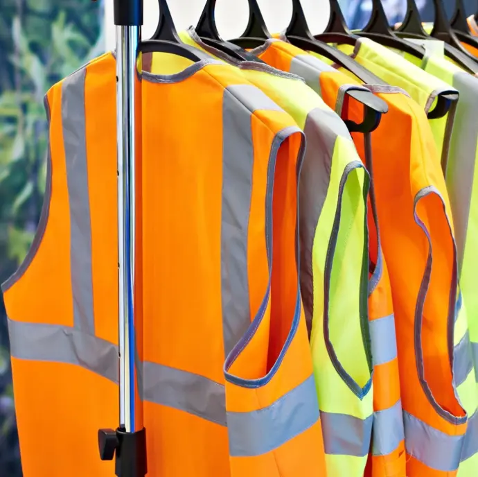High-visibility orange safety vests for petroleum site workers
