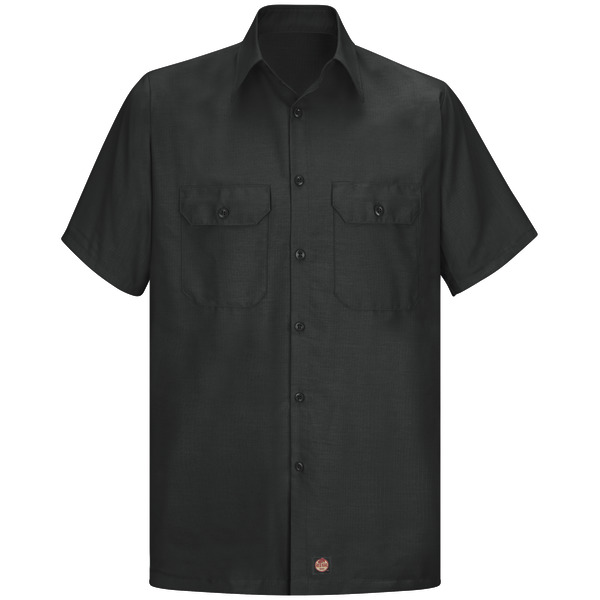[SY60BK] Men's Short Sleeve Solid Rip Stop Shirt (XS)