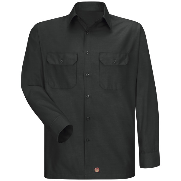 [SY50BK] Men's Long Sleeve Solid Rip Stop Shirt (XS)